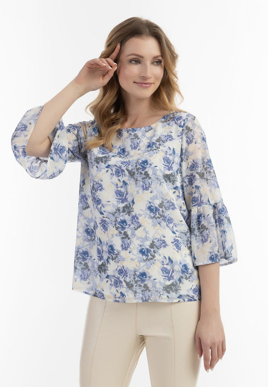 Usha Bluse - Blau Weiss