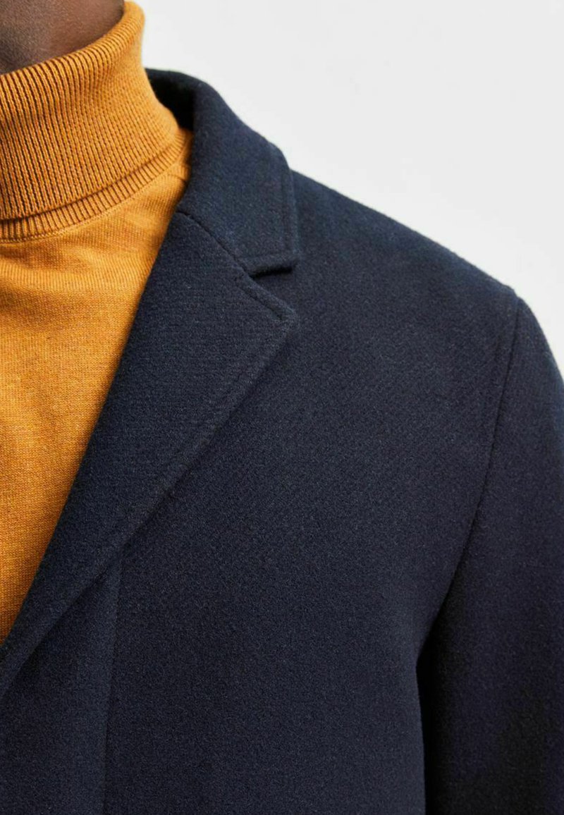 Selected Homme Klassischer Mantel - Mottled Dark Blue, Blue Denim