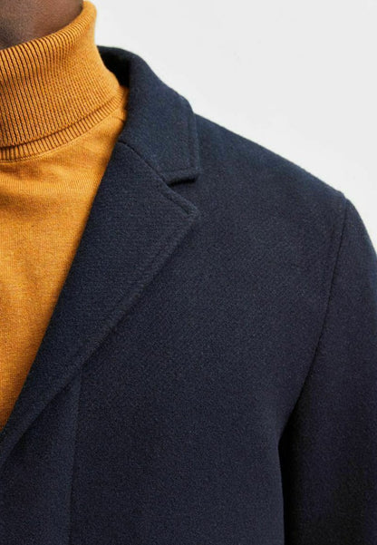 Selected Homme Klassischer Mantel - Mottled Dark Blue, Blue Denim