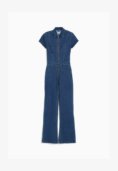 BERSHKA WITH SHORT SLEEVES AND ZIP - Jumpsuit - Dark Blue