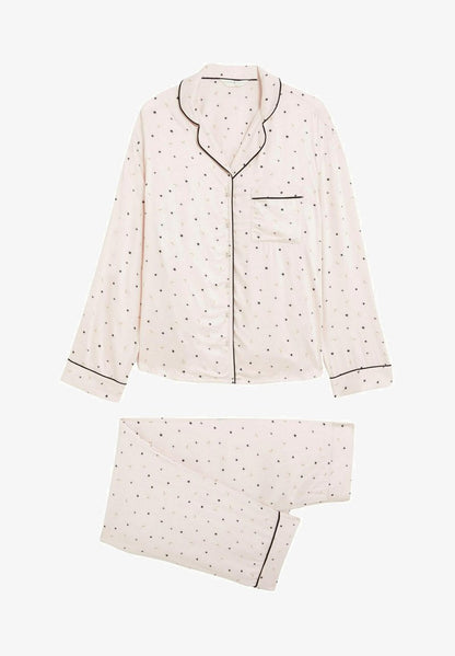 Marks & Spencer STAR PRINT REVERE COLLAR SET - Nachtwäsche Set - Soft Pink