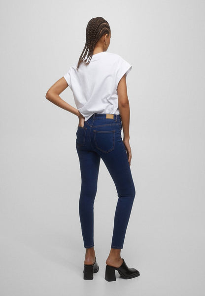 PULL & BEAR HIGH WAIST - Jeans Skinny Fit - Metallic Blue