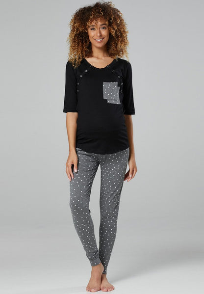  SET - Nachtwäsche Set - Black Dark Grey Off White