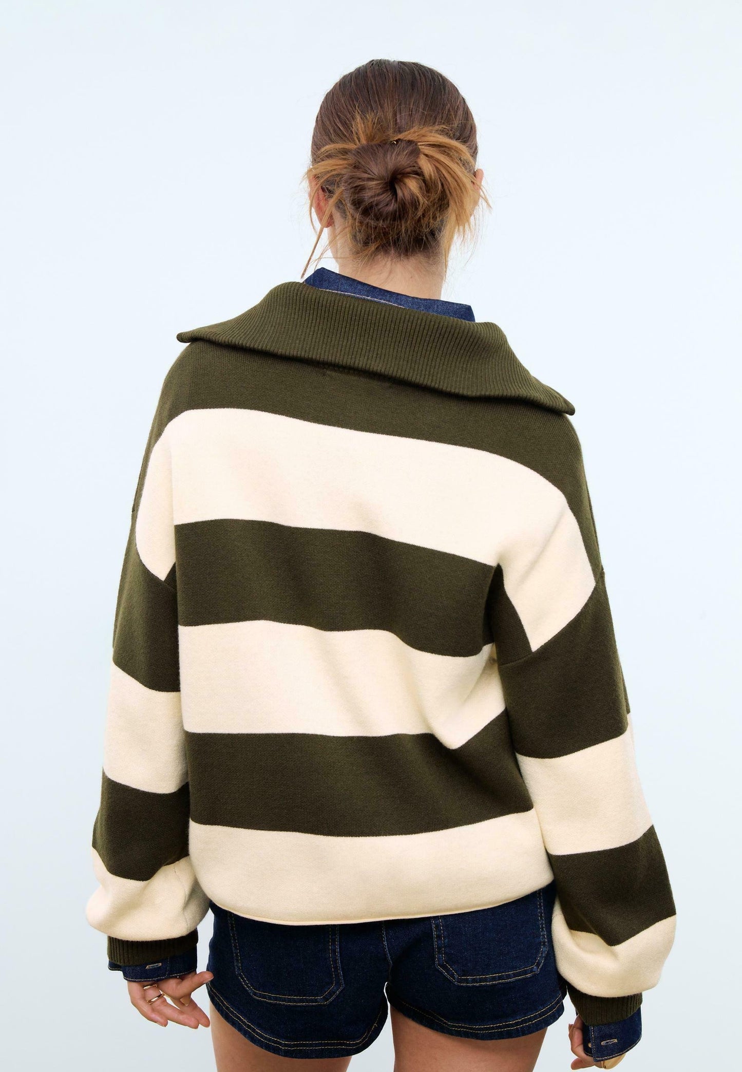 Stradivarius WITH ZIP - Jumper - Green