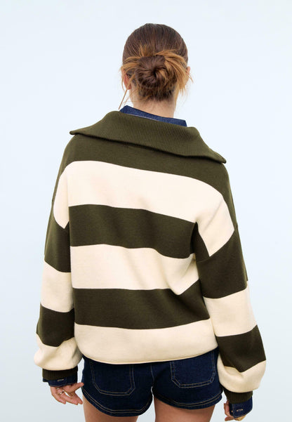 Stradivarius WITH ZIP - Jumper - Green