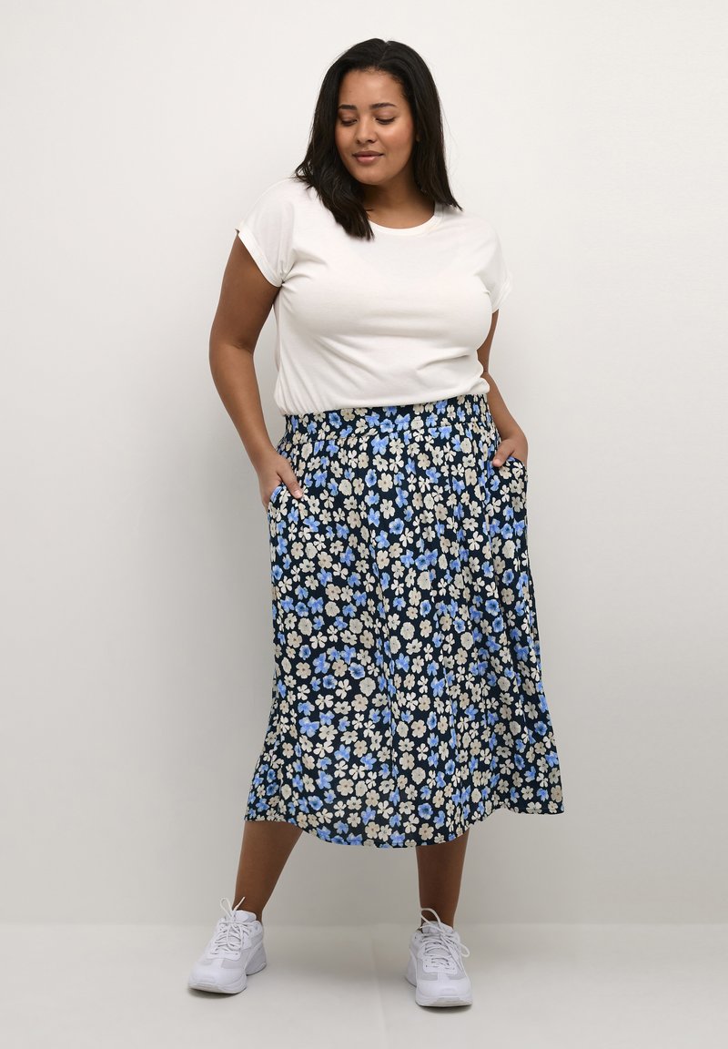  KCTIRI AMI - A-Linien-Rock - Midnight Blue Flower Print