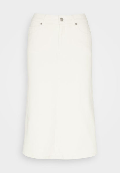Selected Femme SLFVINNIE MIDI SKIRT - Jeansrock - Whisper White
