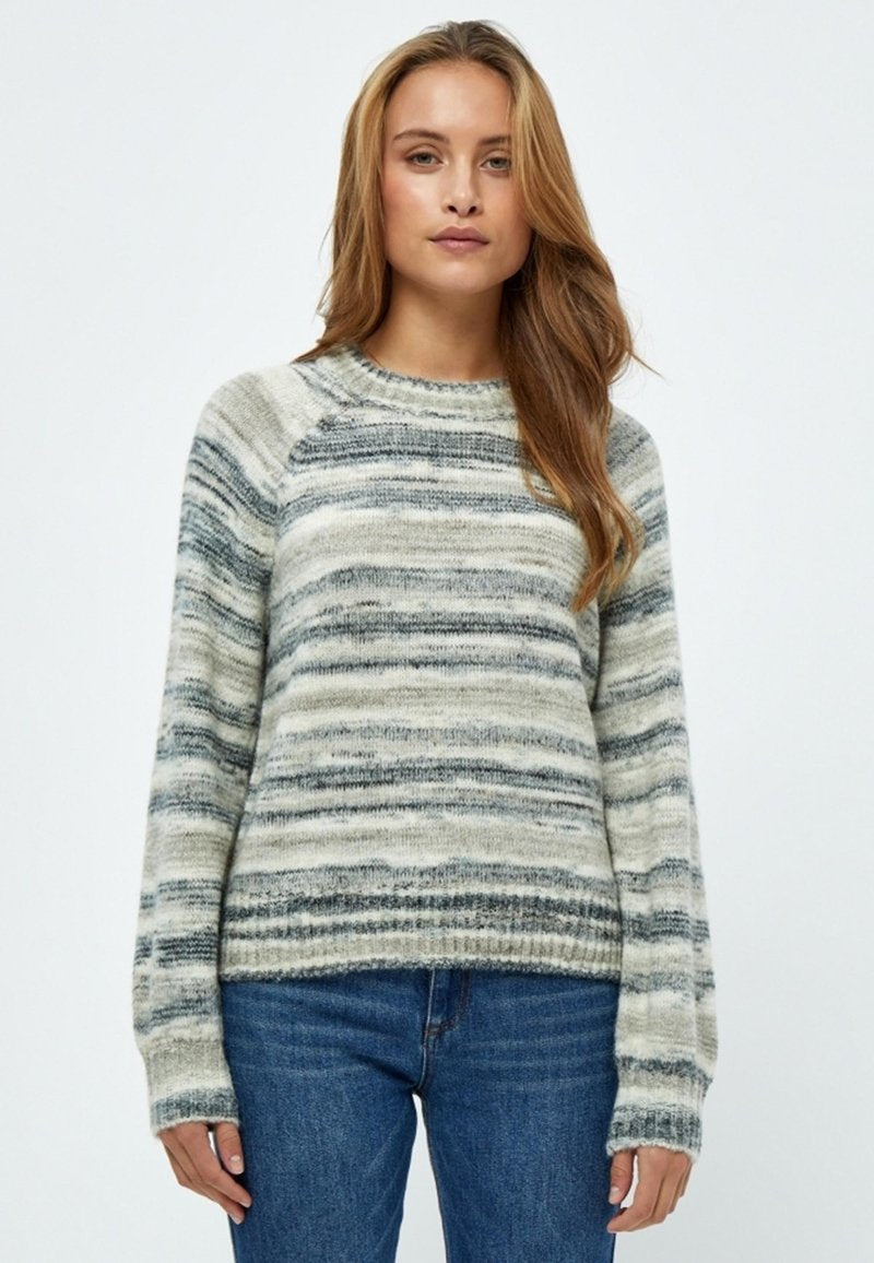 Minus Strickpullover - Sand/gray Striped