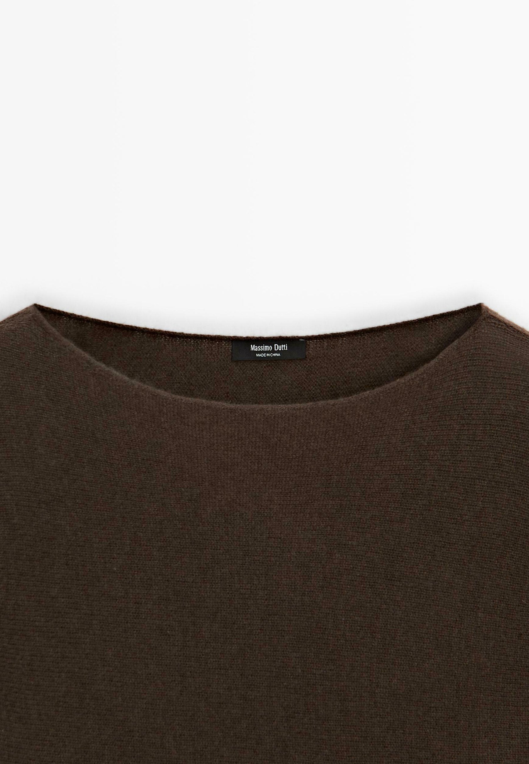 Massimo Dutti BOAT NECK WITH RAGLAN SLEEVE - Jumper - Dark Brown