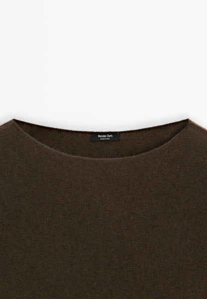 Massimo Dutti BOAT NECK WITH RAGLAN SLEEVE - Jumper - Dark Brown