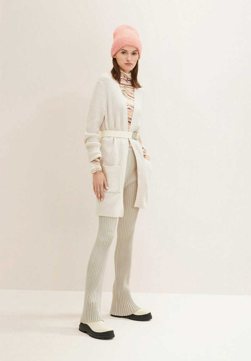 TOM TAILOR Denim LANGER - Strickjacke - Creme Beige Melange