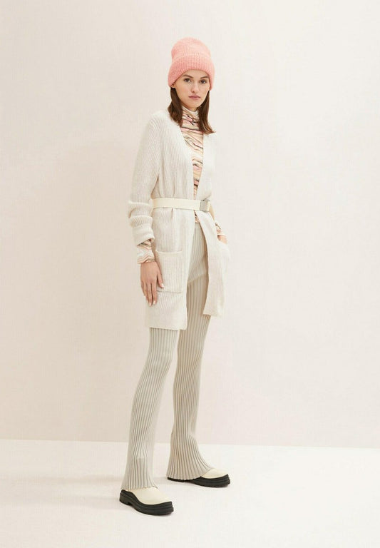TOM TAILOR Denim LANGER - Strickjacke - Creme Beige Melange