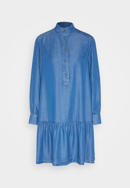 Marc O'Polo DRESS SHORT STYLE GATHERING - Jeanskleid - Washed Mid Blue