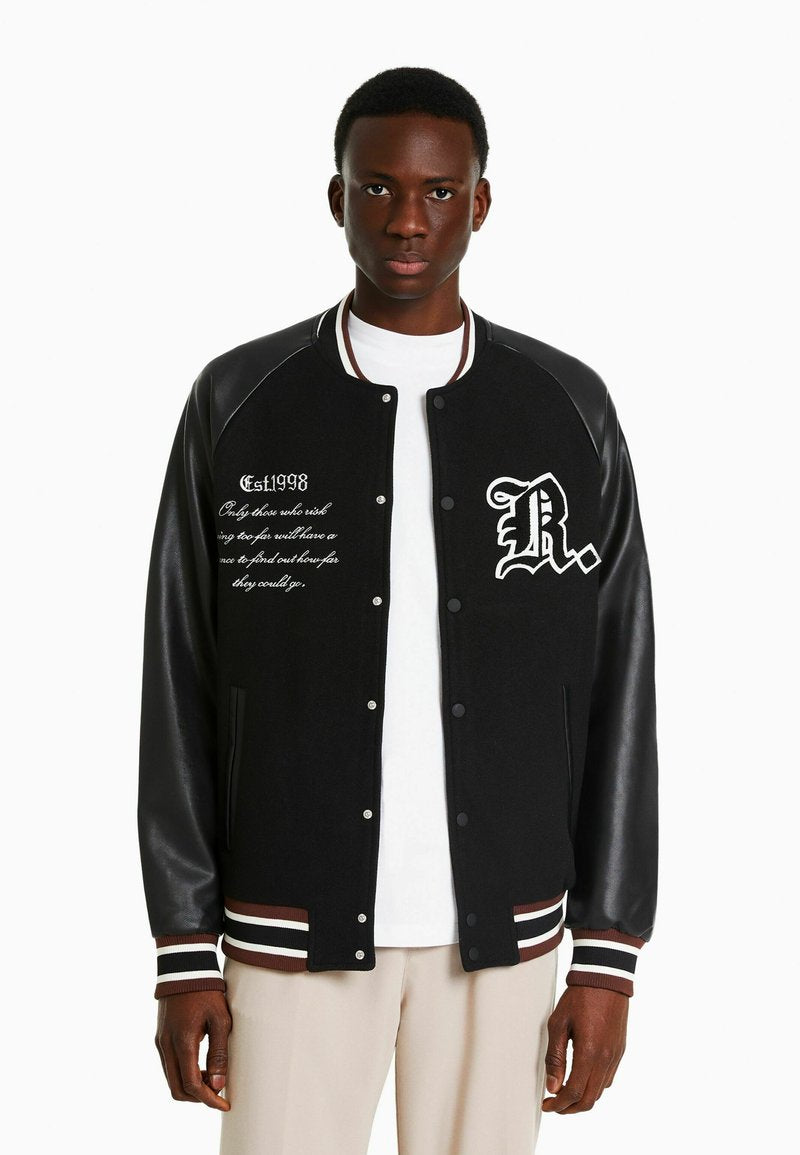 BERSHKA TEXTURE - Bomberjacke - Black
