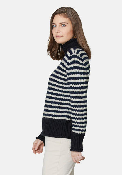  Stylischen - Strickpullover - Marine Wollweiß