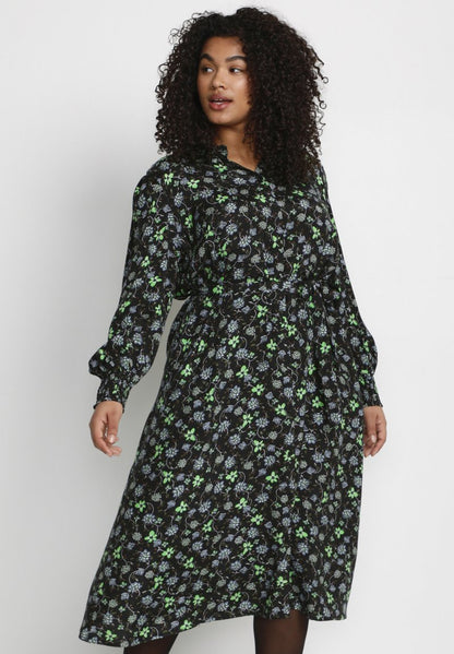  FLORISA - Blusenkleid - Black/green Paisley Flower