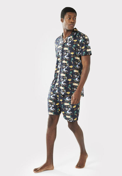  CÔTE D'AZUR BUTTON UP SET - Nachtwäsche Set - Navy