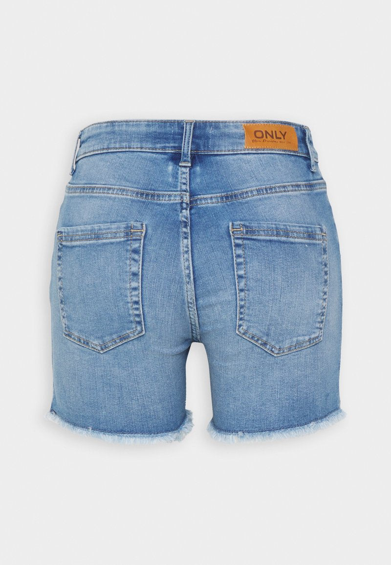 ONLY ONLBLUSH MID RAW - Jeans Shorts - Light Blue Denim