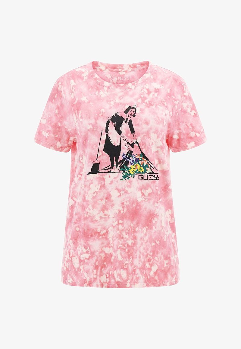 Guess IN TIE-DYE-OPTIK MIT GRAFFITI-PRINT - T-Shirt Print - Rose