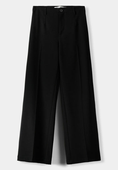BERSHKA WIDE-LEG TAILORED - Trousers - Black