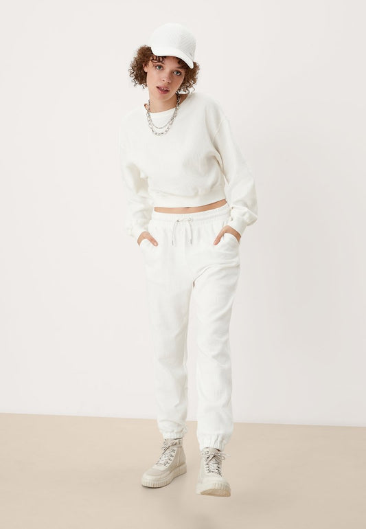 QS By S.Oliver MIT WAFFELSTRUKTUR - Sweatshirt - Off-white