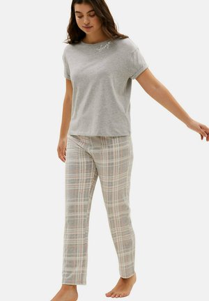 Marks & Spencer CHECKED PYJAMA - Nachtwäsche Set - Navy Mix