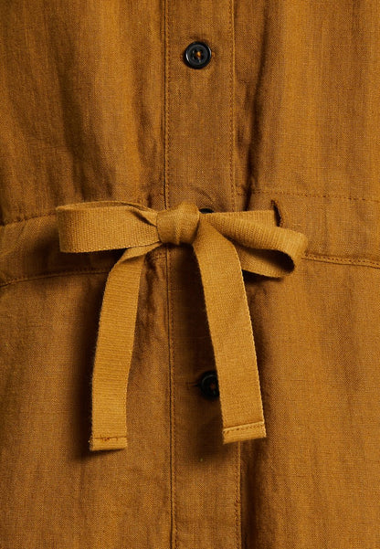 Marc O'Polo OVERALL SHORT LEG LONG SLEEVE DRAWSTRING BUTTON PLACKET - Jumpsuit - Wood Brown