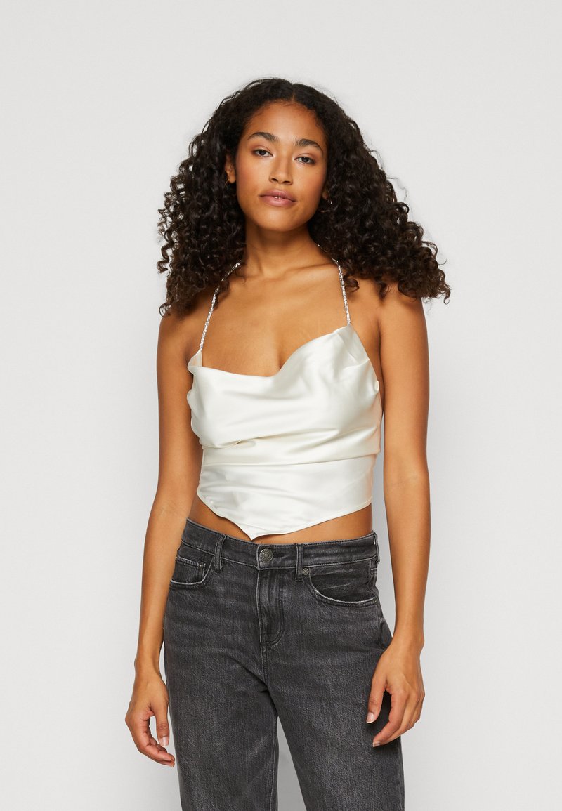Gina Tricot SASHA RHINESTONE SINGLET - Top - Egret