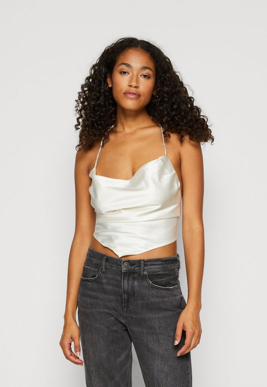 Gina Tricot SASHA RHINESTONE SINGLET - Top - Egret