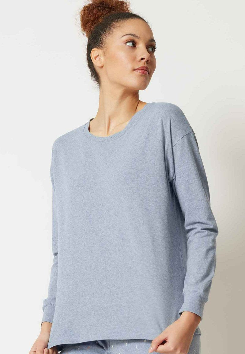 Skiny LANGARM SHIRT - Nachtwäsche Shirt - Denim Melange