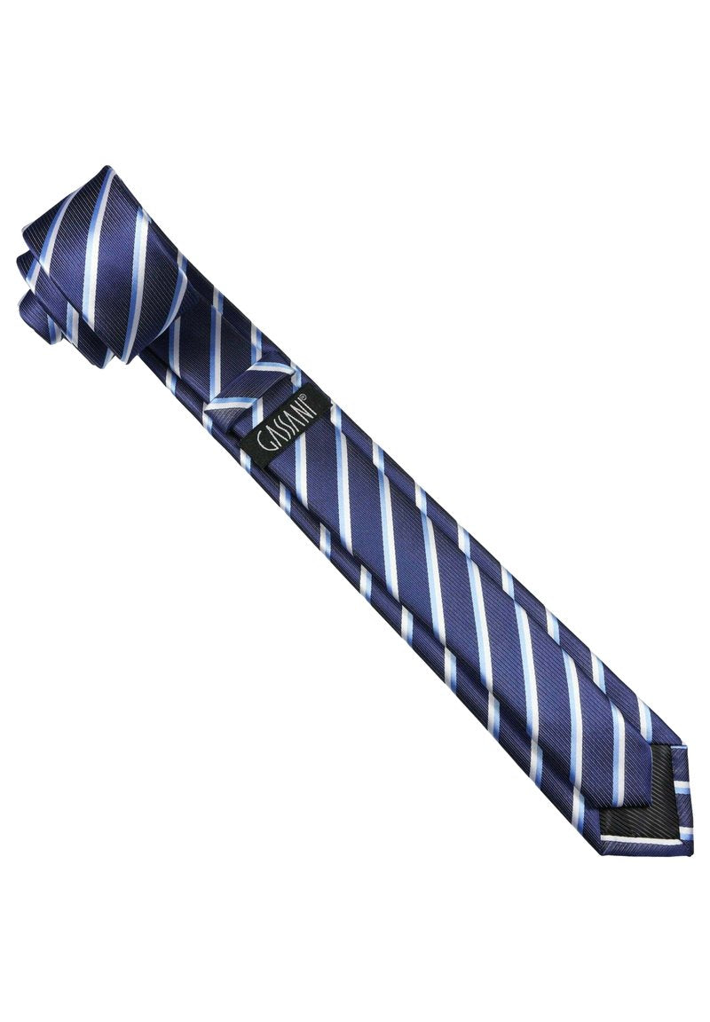  SET - Einstecktuch - Stahlblau Royalblau Himmelblau Weiss Gestreift