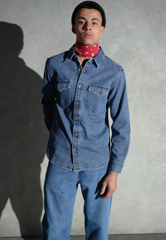  RELAXED FIT WESTERN - Hemd - Indigo Stonewash