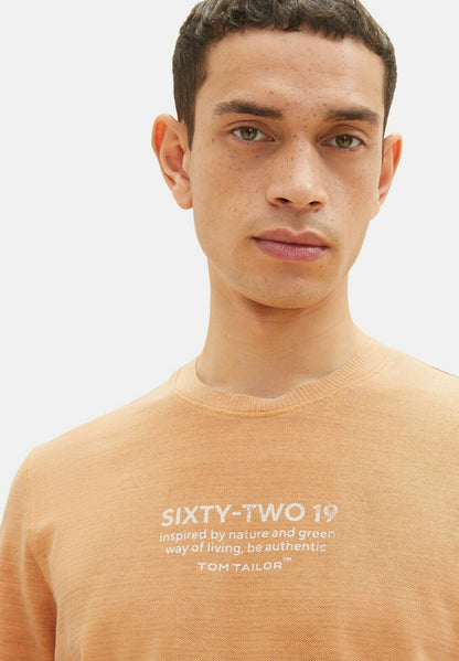 Tom Tailor MIT PRINT - T-Shirt Print - Washed Out Orange