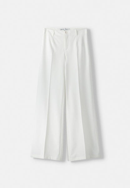 BERSHKA WIDE-LEG TAILORED - Trousers - Black