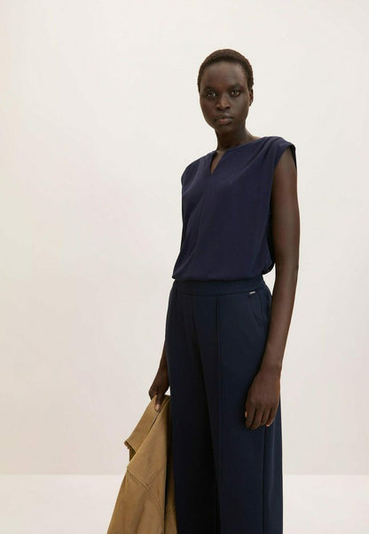 Tom Tailor MIT FALTENLEGUNG - Top - Navy Midnight Blue