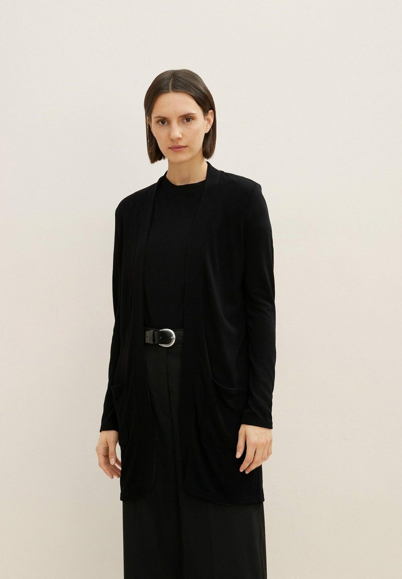 Tom Tailor LANGER - Strickjacke - Deep Black