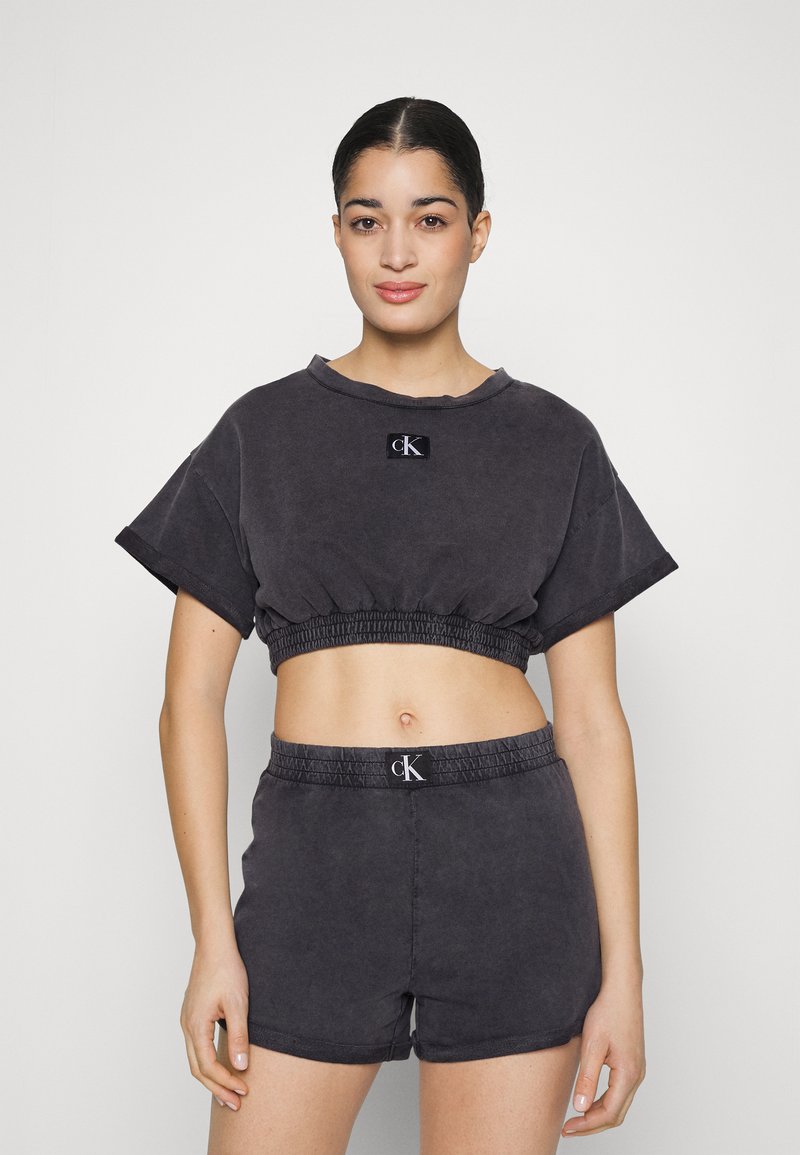 Calvin Klein Swimwear CROP TOP - Nachtwäsche Shirt - Black