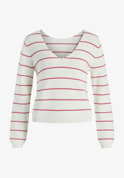 Vila VICHAI V-NECK NOOS - Strickpullover - White Alyssum