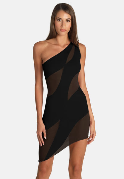 OW Collection CURVE MESH - Cocktailkleid/festliches Kleid - Black