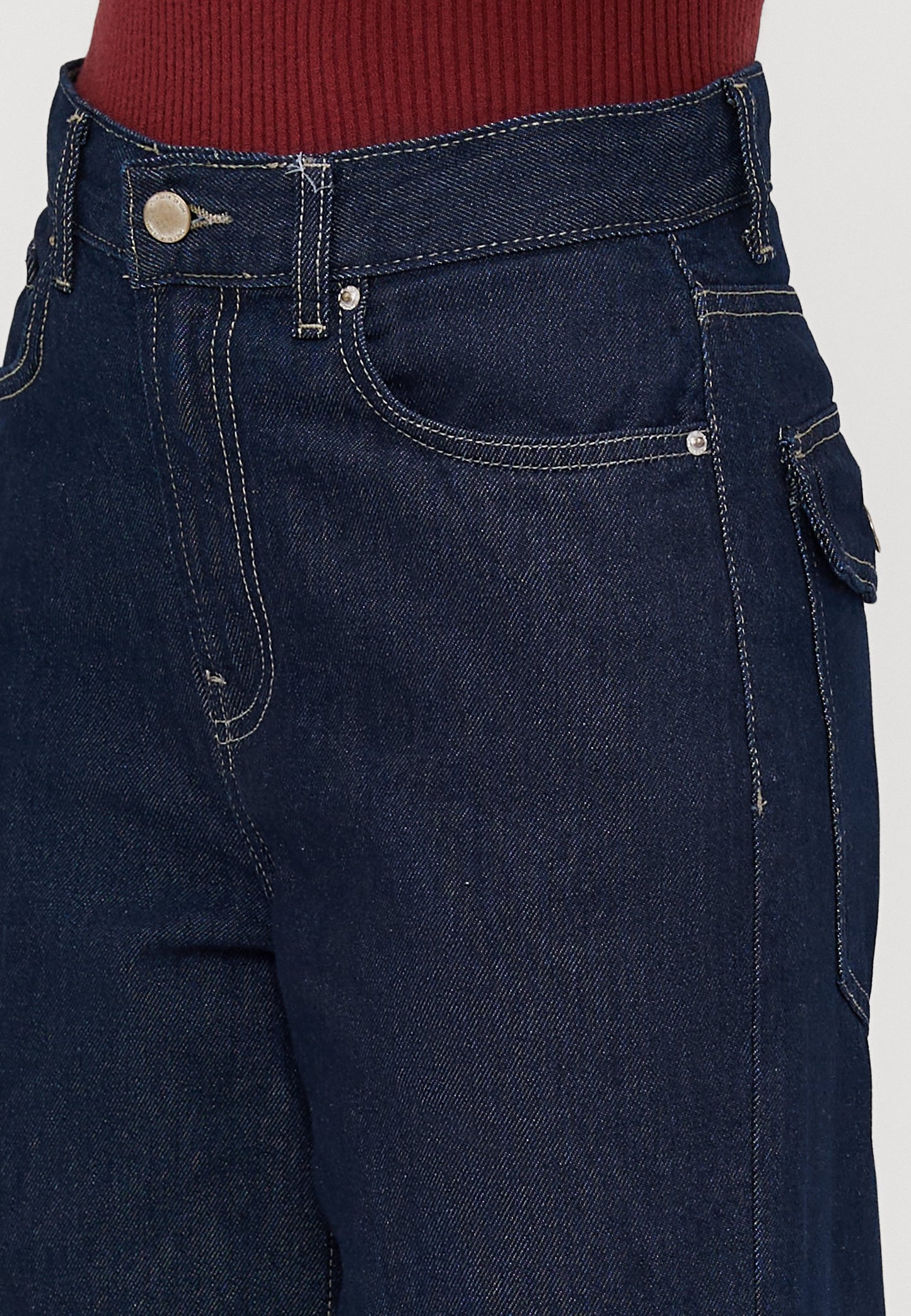 ONLY Petite ONLLINEA DIA - Wide Leg - Dark Blue Denim