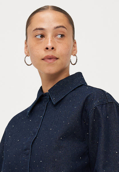 ONLY Petite ONLMAGGIEMAY SHIRT - Button-down Blouse - Dark Blue Denim