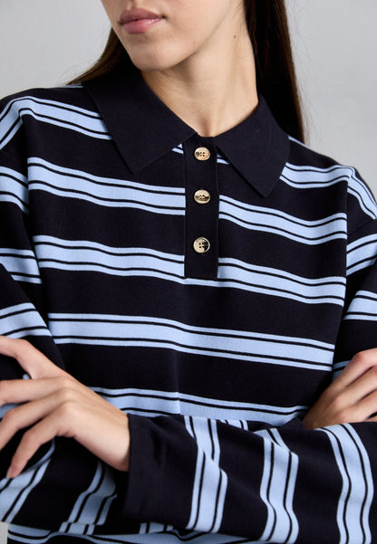 Sandro PULL POLO MANCHES LONGUES RAYE - Jumper - Marine