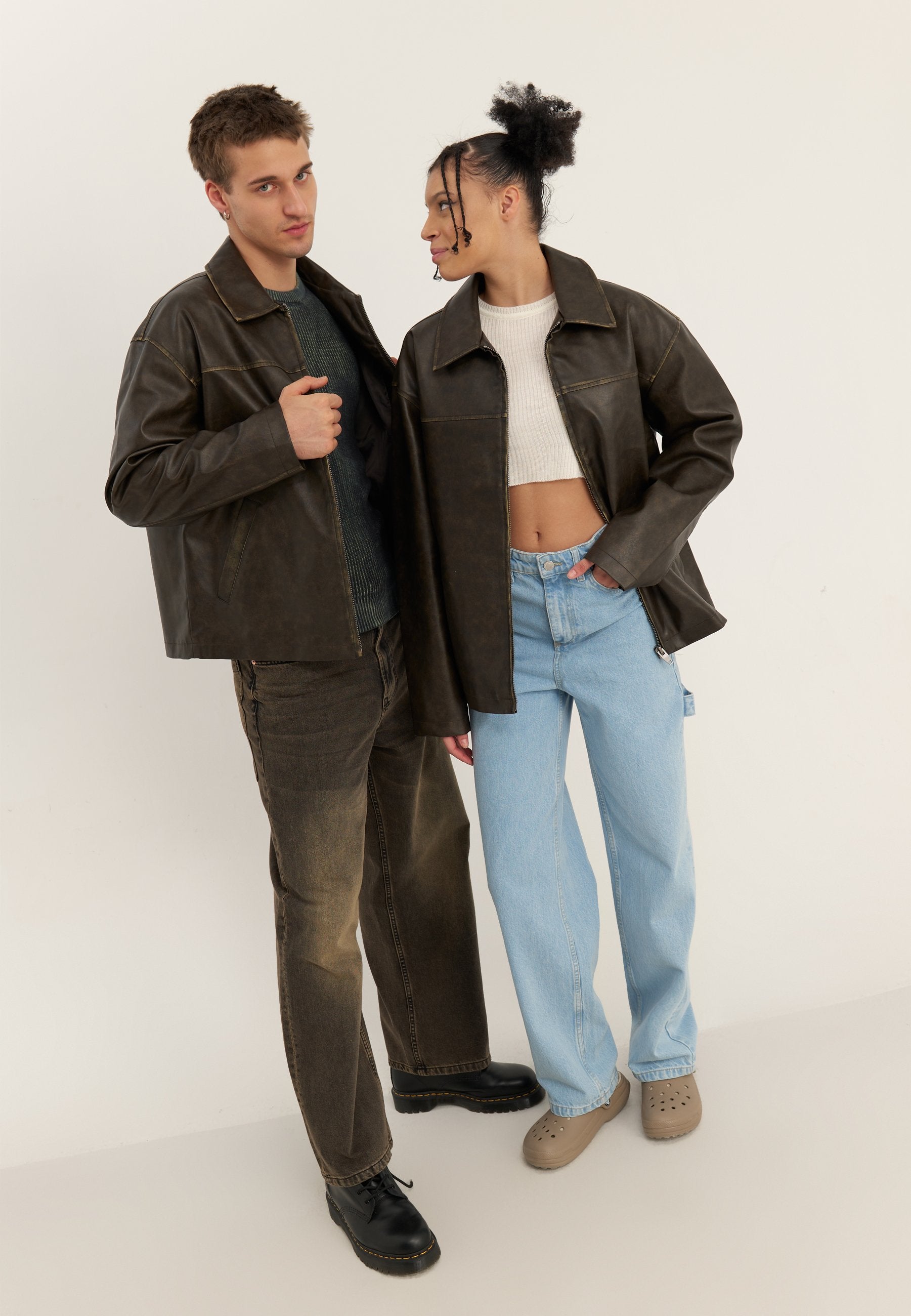 YOURTURN UNISEX - Faux Leather Jacket - Dark Brown
