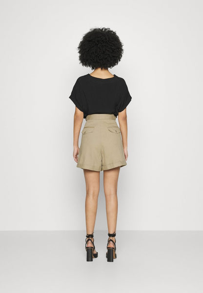  PLEATED ROLLED CUFF - Shorts - Sanded Khaki