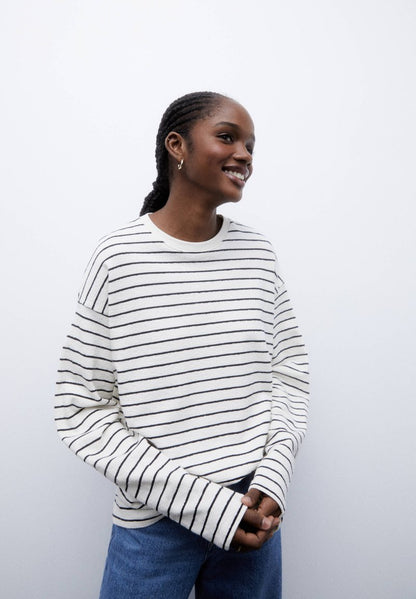 PULL & BEAR STRIPED - Langarmshirt - Mottled Black