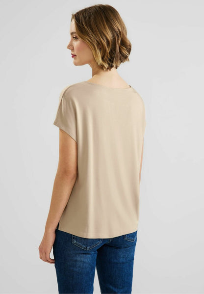 STREET ONE MIT STICKEREIDETAIL - Bluse - Light Smooth Sand