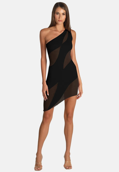 OW Collection CURVE MESH - Cocktailkleid/festliches Kleid - Black