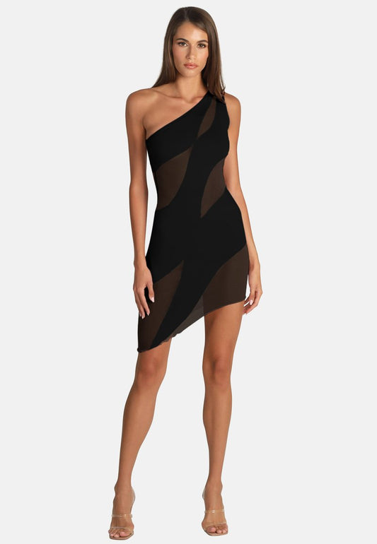 OW Collection CURVE MESH - Cocktailkleid/festliches Kleid - Black