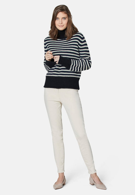  Stylischen - Strickpullover - Marine Wollweiß