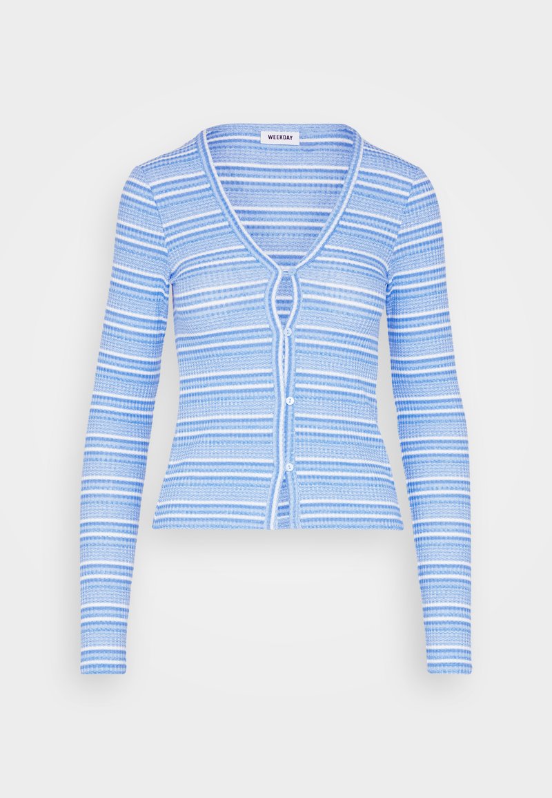 WEEKDAY ANAIS CARDIGAN - Strickjacke - Blue Stripe
